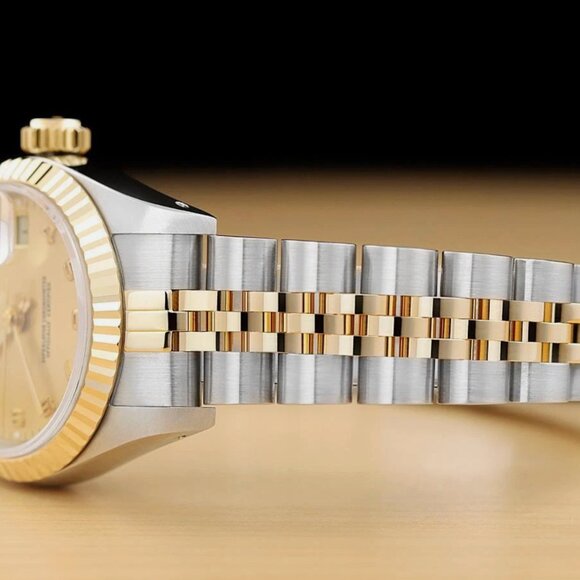 ROLEX LADIES DATEJUST CHAMPAGNE ARABIC DIAL 18K GOLD STEEL TWO TONE WATCH main image 7